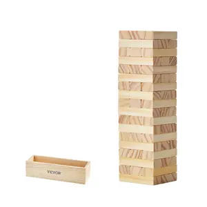 VEVOR Tumbling Timber Toy, 54 Blocks Tumble Tower Blocks Game, Pine Wood Tumbling Tower Game with Storage Crate, Multiple Ways to Play Wooden Stacking Game, Tumble Tower Family Game for Indoor/Outdoo