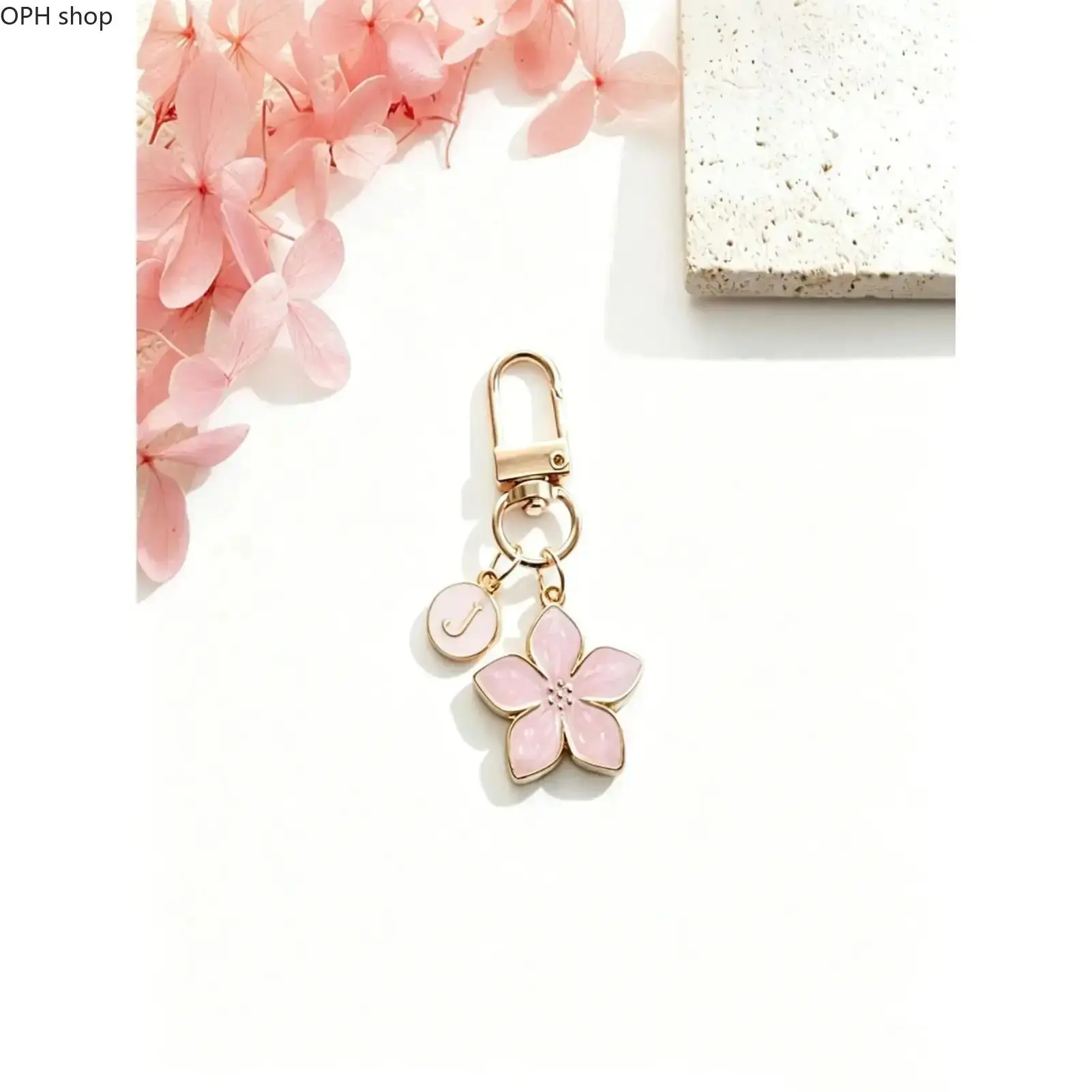 Women's Cute Flower Initial Letter Keychain - 1PC, 26 Letters Available, Fashion Costume Jewelry Accessory for Bags, Purses