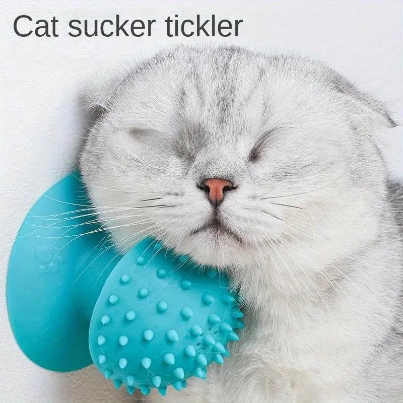 1PC Pet cat suction cup rubbing device massager cat scratching itchy scratching device cat comb suction cup massage brush