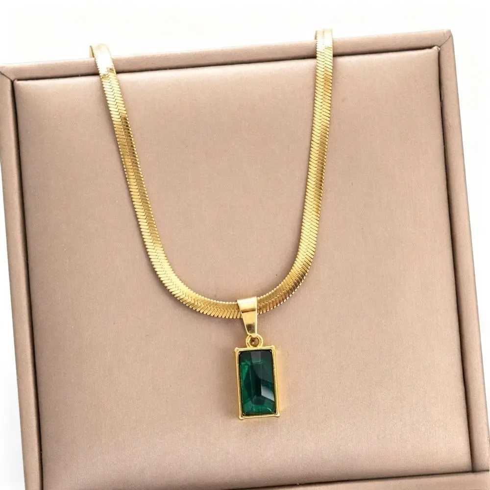 Dainty Solitaire Necklace for Women, Gold Plated Bezel Set Pendant featuring Crystal Gems and a Shiny Finish, Minimalist Jewelry for Layering, Holiday Gift