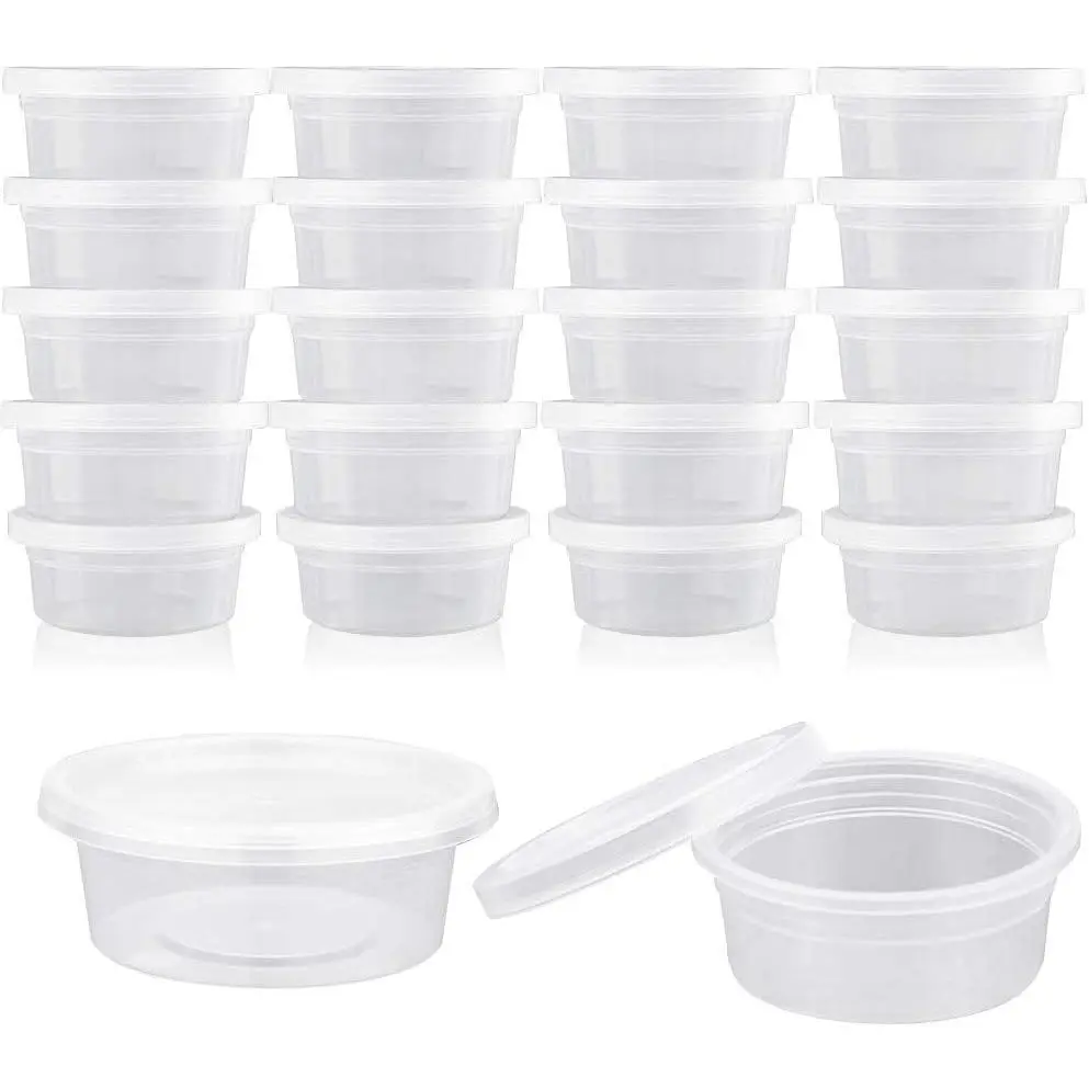 40 Pack 2oz Small  Containers With , Hawaiian Shaved Ice Mold Jello Shot Cups Condiment Containers Plastic Portion Cups with  for Salad Dressing  Storage Containers