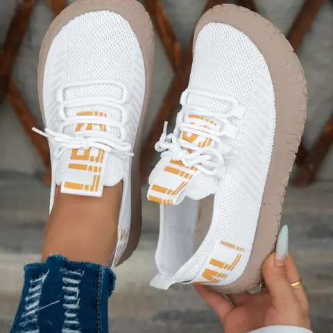 Women's Casual Sneakers, Breathable Mesh, Elastic Laces, Thick Sole, Anti-Slip, Lightweight, Casual Athletic Sneakers, Trendy, Casual Footwear Sneakers, Perfect for Daily Wear, Sports, Outdoor Activities