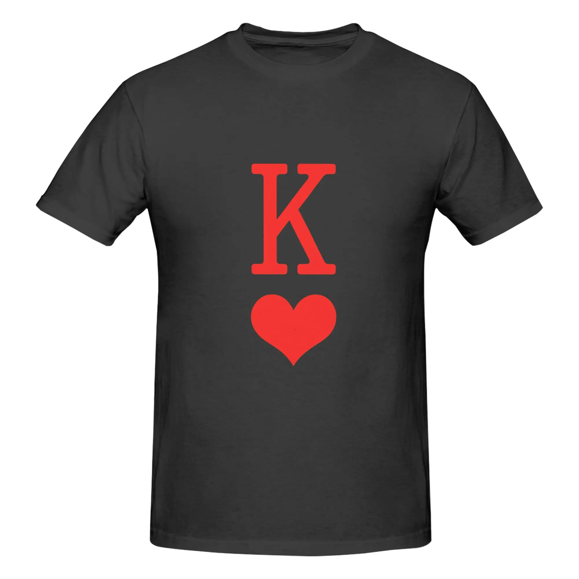 Queen and King Heart Matching Couple Tee, Women's Q and Men's K Card Valentine Shirt cotton