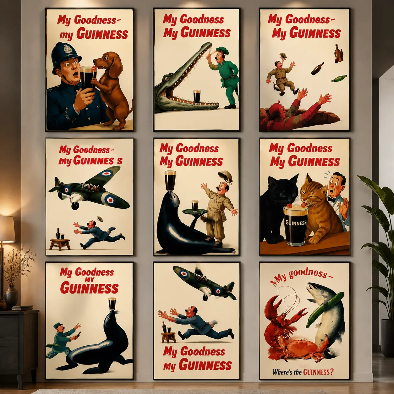 Vintage Irish Beer Advertising Canvas Poster |   Retro Pub Wall Art for Bar, Kitchen & Man Cave Decor
