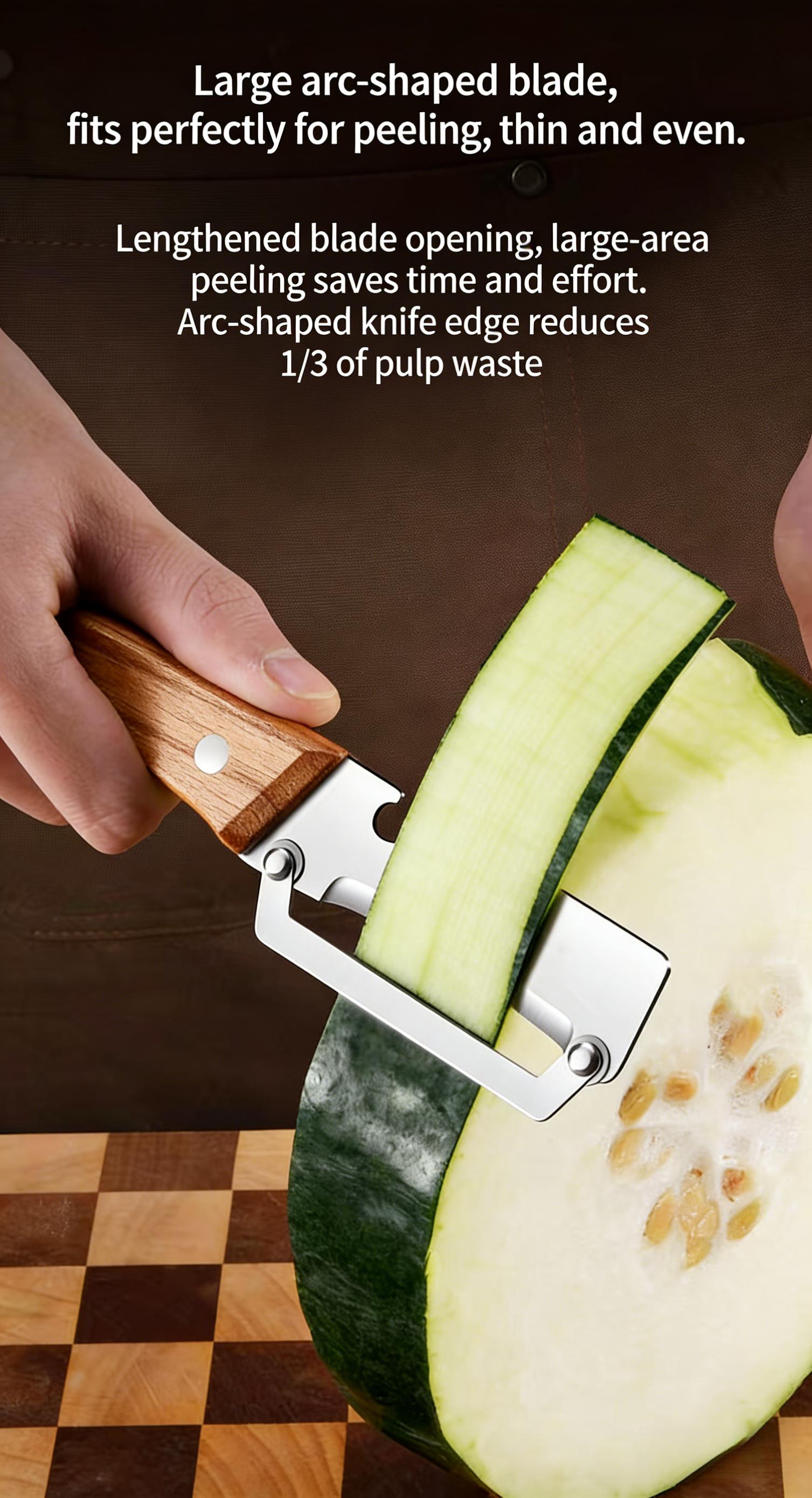 2PCS Multi Function Stainless Steel Peeler with Wooden Handle, Kitchen Fruit Vegetable Potato Peeler