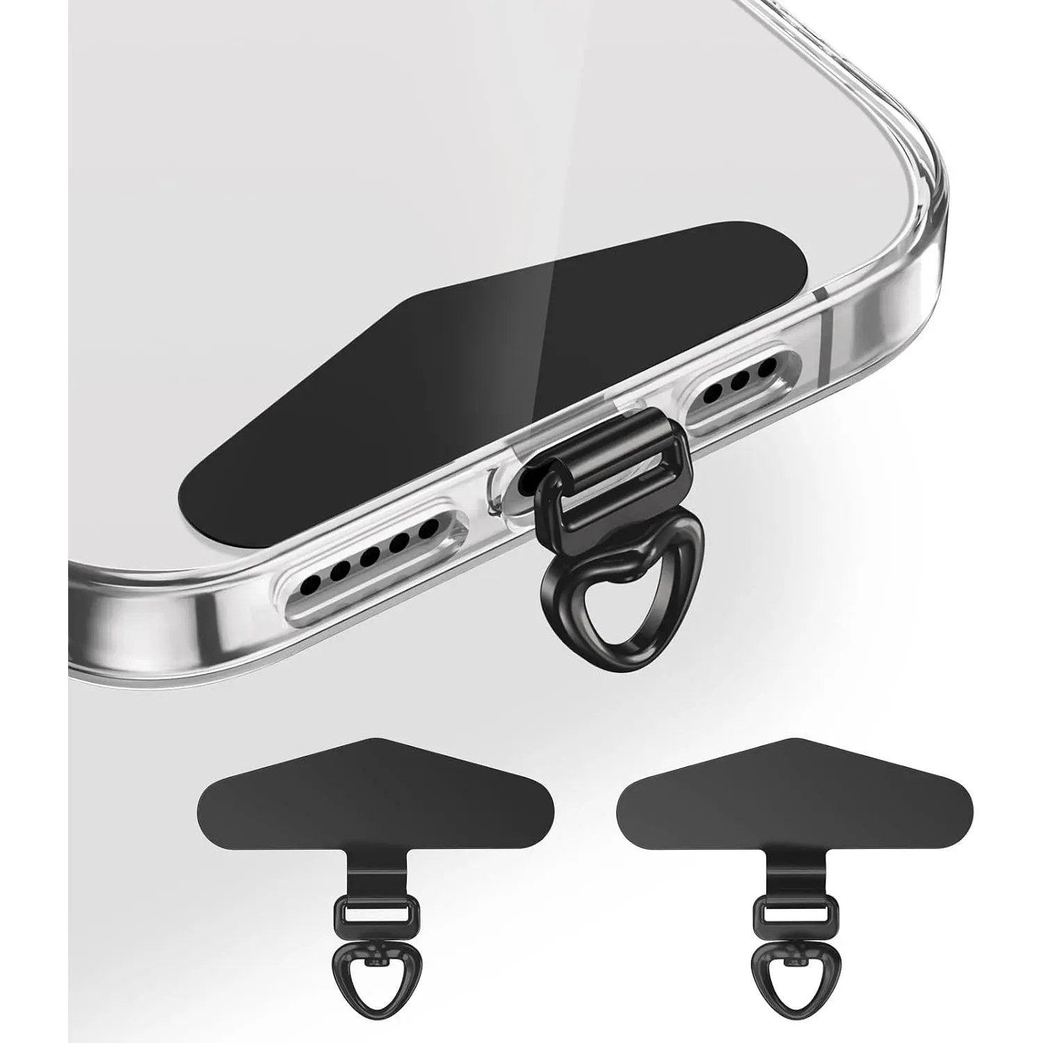 Heavy Duty Phone Tether Tab 360, Metal Lanyard Patch with 44lbs Load Capacity & Swivel Ring,2-Pack