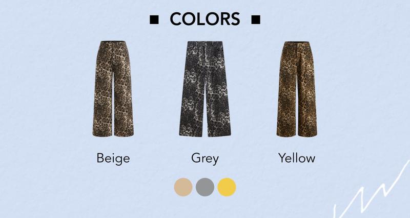 Cider [4 colors, size 0-26] Denim Mid Waist Leopard Wide Leg Pants, 100% Cotton Animal Pants for Daily Casual Streetwear, Viral Pinterest Hiphop Vintage Style Pants With Pockets, Summer Y2k Pants for Women