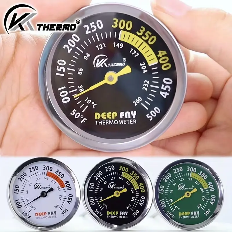 Deep Oil Temperature Gauge with 2.5-Inch Dial and 12-Inch Stainless Steel Clamp Probe, Ideal for Cooking Meat, Turkey, BBQ, Grilling