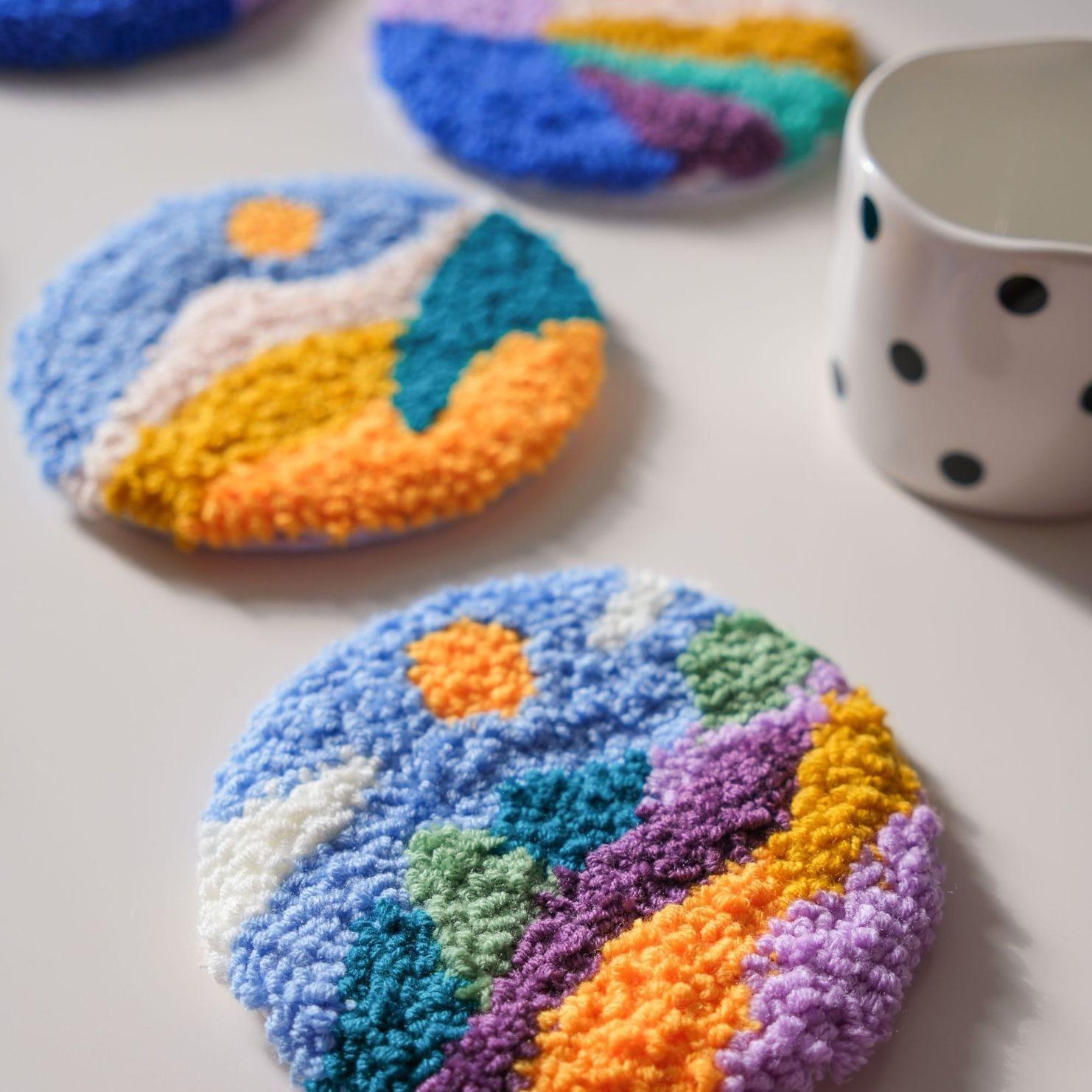 DIY Punch Needle Embroidery Kit Complete Craft Set With Patterns Tools Threads And Hoops Creative Handmade Project For Beginners Ideal For Home Decor And Leisure Crafting Activities