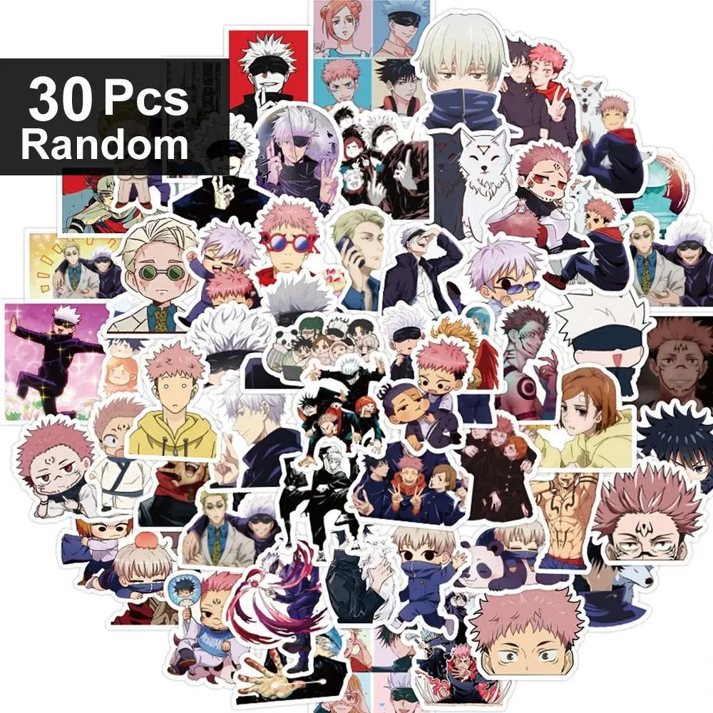 30/60/180pcs Cartoon Jujutsu Kaisen Stickers Cute Decals Toy Stationery Guitar Phone Bicycle Laptop Luggage Car Graffiti Kids