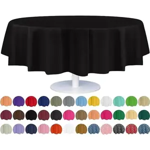 12 Pack- 84" Disposable Plastic Tablecloth Cover Heavy Duty Plastic Round Tablecloth