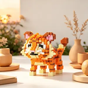 Tiger Building Blocks 3D Puzzle Figure, Home Office Decor, Party Decoration, Ideal Gift, Handmade Craft, Lightweight Statue, Collectible