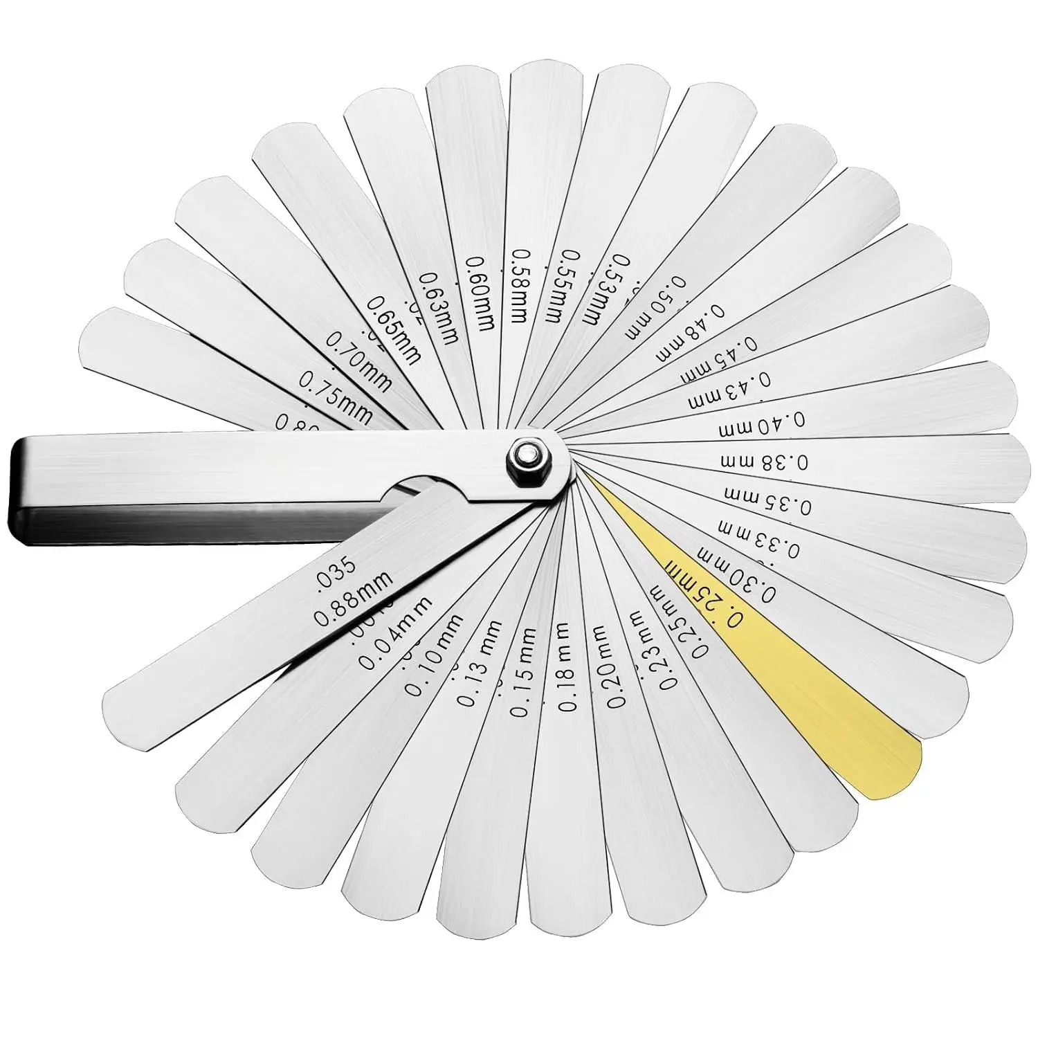 Feeler Gauges 0.0015-0.035'' (0.04-0.88mm) 32- Stainless Steel | Feeler Gauge Set  Marked SAE and Metric for Measuring Gap Width and Thickness, for Guitar Spark Plug  Valve