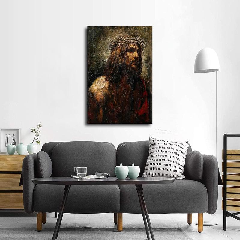 Spiritual Jesus Art for Home & Cafe – A Canvas Print Depicting "The Passion of The Christ" in Artistic Style, Designed to Inspire Reverence in Bedrooms, Living Rooms, Garages, or Commercial Spaces Like Cafes and Lounges.