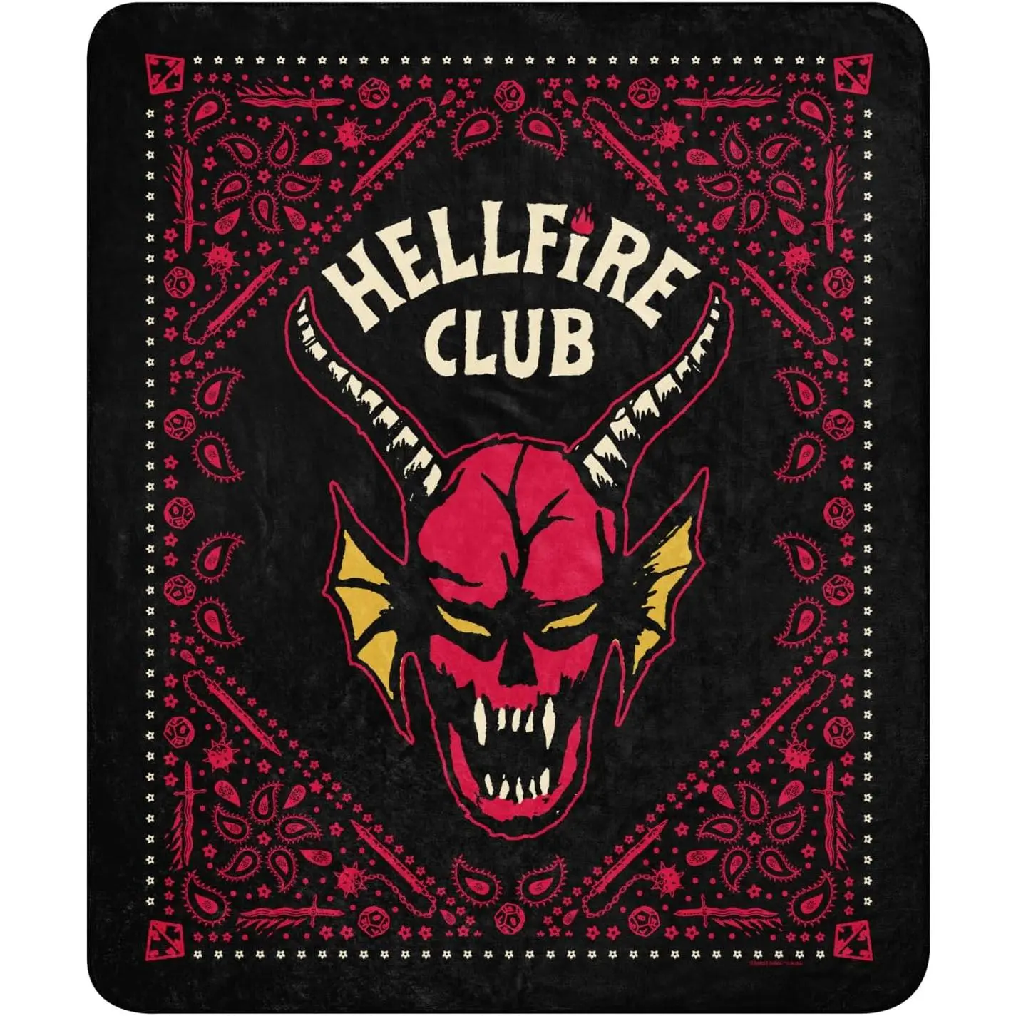 Stranger Things Hellfire Club Sherpa Blanket – Officially Licensed Fleece Throw – Cozy TV Show Bedding & Home Décor for Fans, 50 in x 60 in