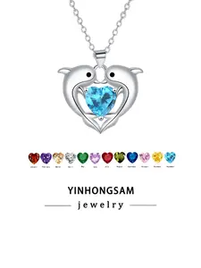 Women's Dolphin Rhinestone Necklace, Zodiac Stone Jewelry, Hypoallergenic Gift Box Set, Perfect for Mom, Friends, Graduation, Birthday