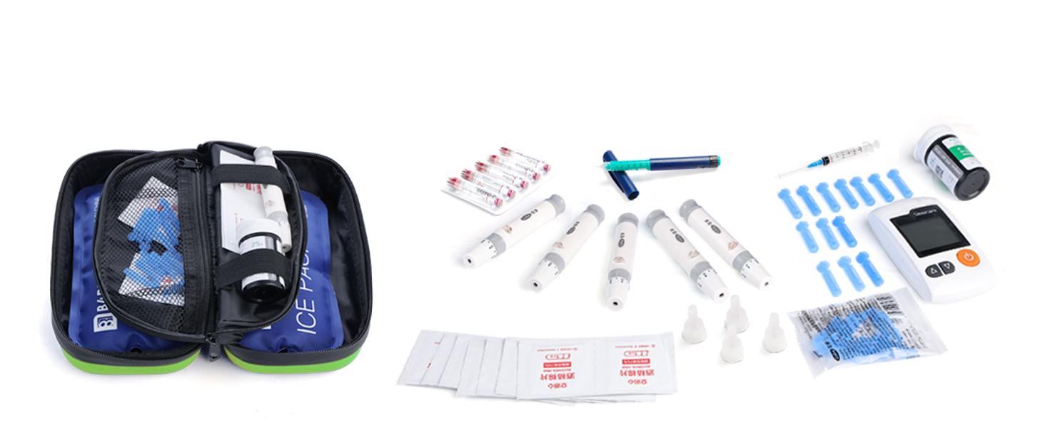 Insulin Cooler Travel Case TSA Approved Refrigerated Medicine Cooler for Travel w/Thermometer Temperature Diabetic Travel Case w/2 Reable Ice Packs for Daily Life Trip