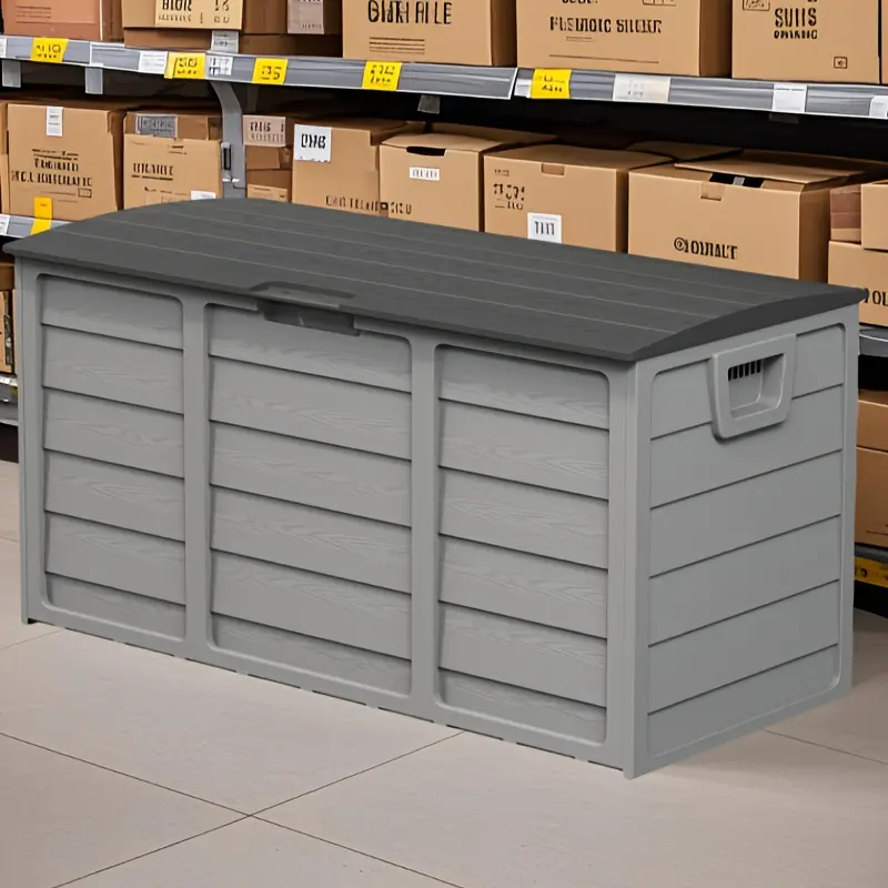 75 Gallon Resin Outdoor Storage Box with Handles, Deck Box with Handles for Pool Accessories, Garden Tools, Camping Gear, Holiday Gift, Easy to Assemble, Box,Cabinet,Rack for Outdoor Storage