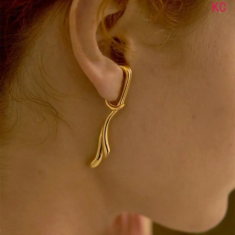 Long Bar Metal Ear Cuffs For Women, Minimalist Cool Clip On Earrings, Non Piercing Ear Jewelry For Daily Styling