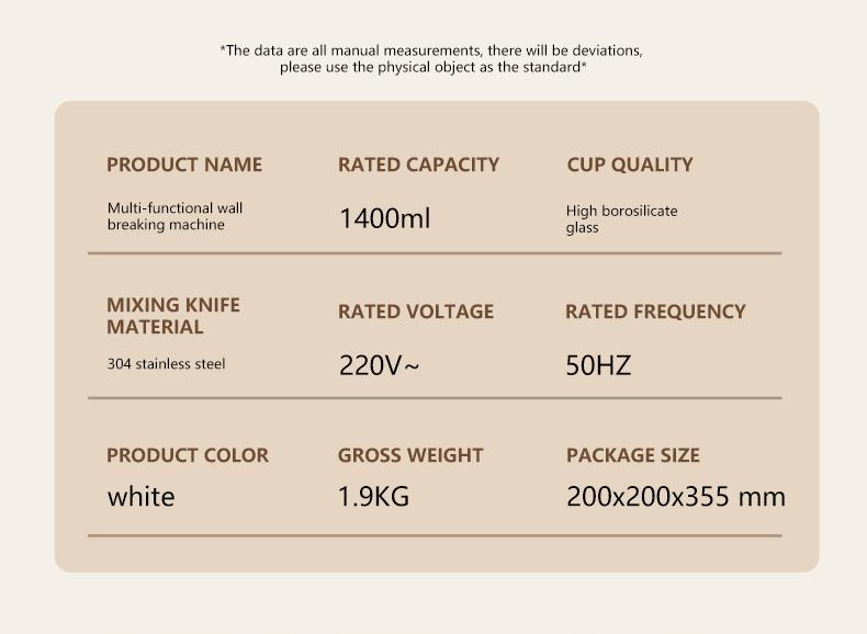 A breakfast essential for early risers! Stainless steel blades — 47.34 oz nut, milk, soy, and oat grinder; built-in heating baby food warmer; delayed start safety features; multifunctional blender for juice and almonds, no batteries required.