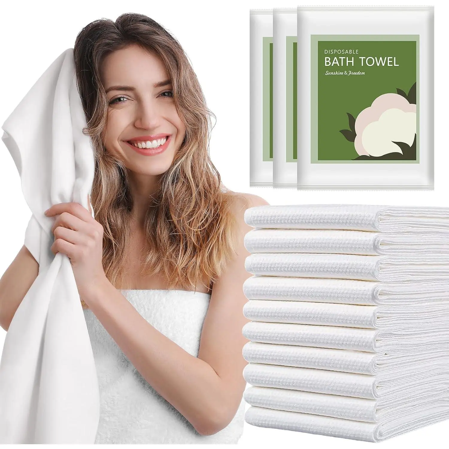 Disposable Bath Towels, 10pack 55" x 27.5" Ultra-Soft and Quick Dry Bath Towel, Portable Salon Towels for Travel Sauna  Beach Gym