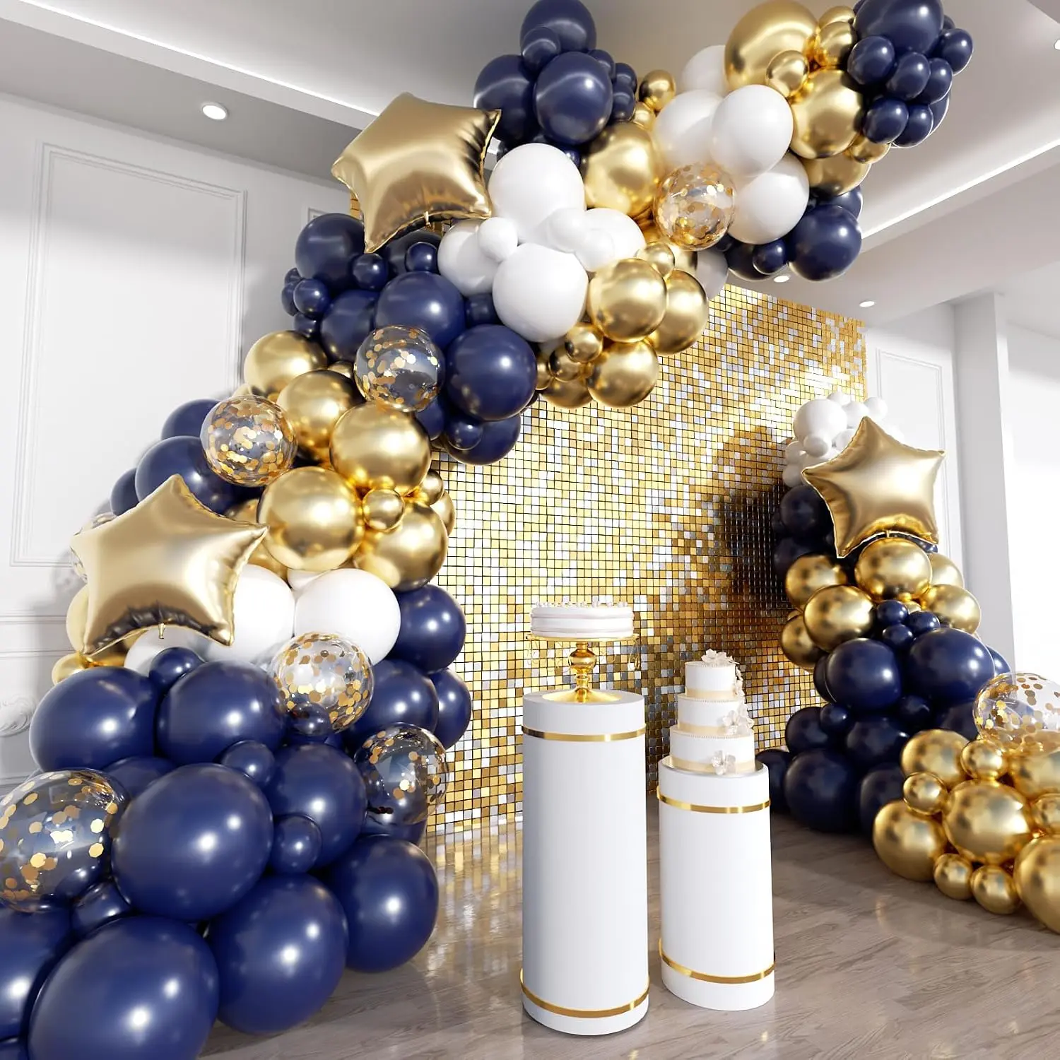 Navy Blue and Gold White