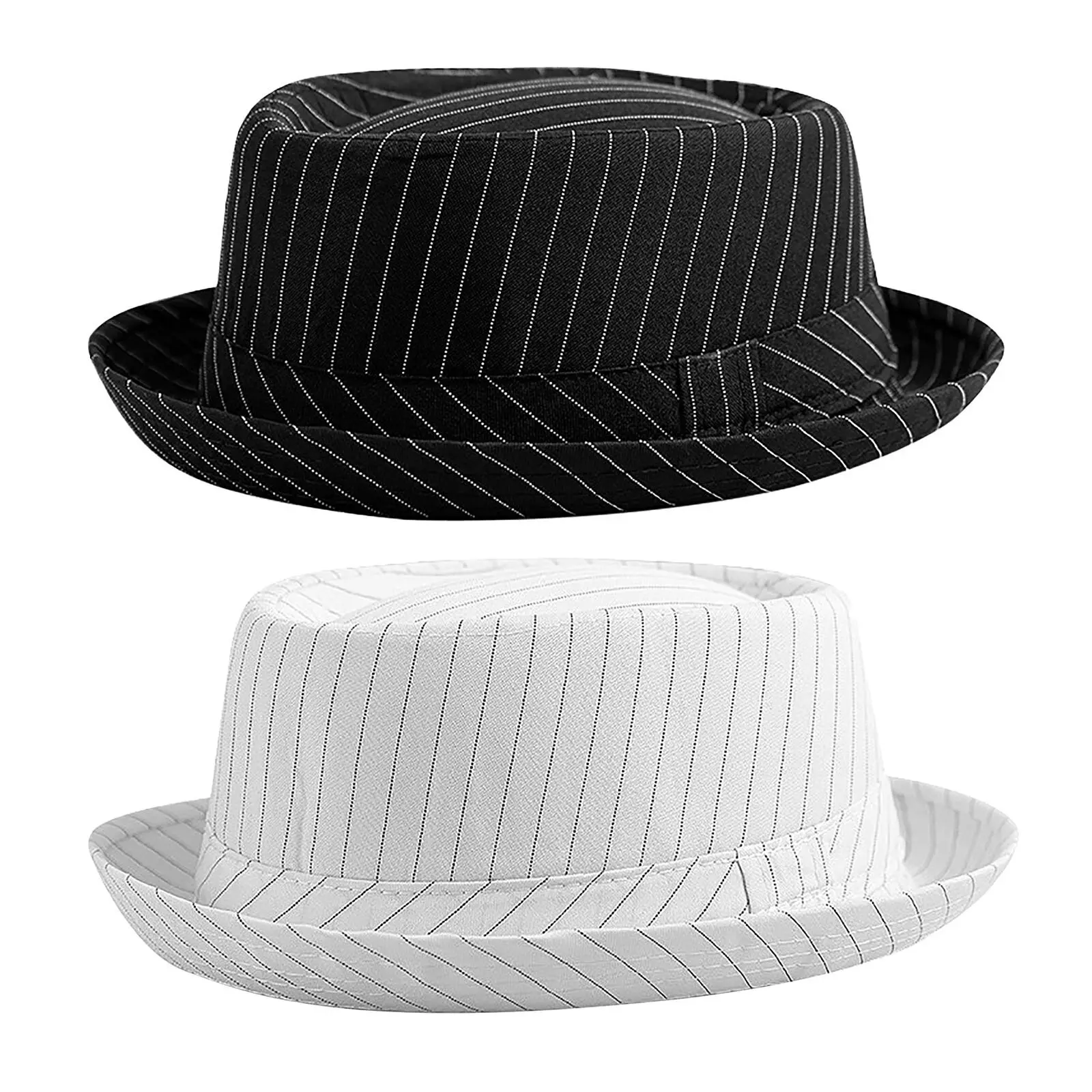 Unisex Fit Porkpie Hat - Classic Flat Top Crown Casual Hat with Striped Band, Simple Lightweight Cloth Cotton Blend for All-Day Outdoor Wear, Everyday Wear