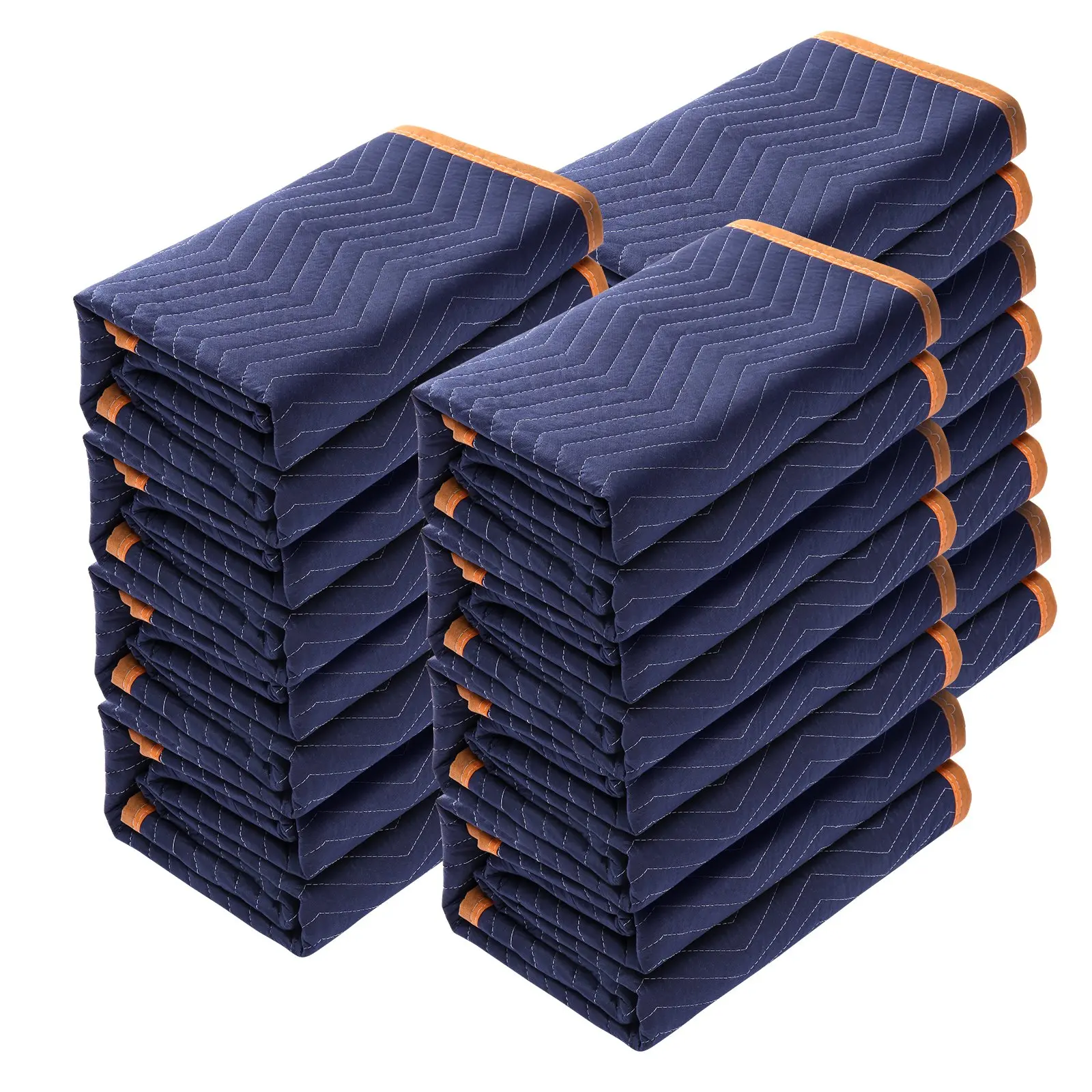 VEVOR Moving Blankets, 80"x72", 35 lbs/dz, 12 Packs, Professional Non-Woven Recycled Cotton Packing Blankets, Heavy-Duty Protective Pads for Furniture & Floors, Blue/Orange