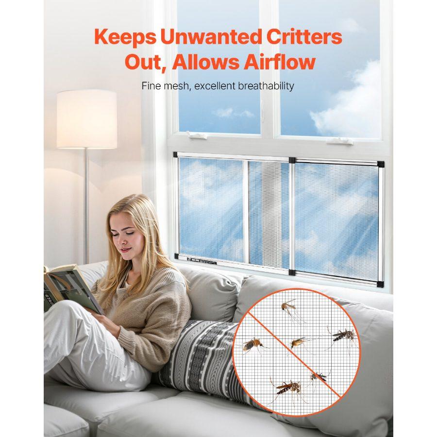 VEVOR Adjustable Window Screen, 15 Hx 21 - 40 W, 2 Packs Expandable Windows Screens with Aluminum Frame and Durable Mesh, Horizontal Convert to Vertical Adjustable Installation, for Home House VEVOR Adjustable Window Screen, 15 Hx 21 - 40 W, 2 Packs Expandable Windows Screens with Aluminum Frame and Durable Mesh, Horizontal Convert to Vertical Adjustable Installation, for Home House