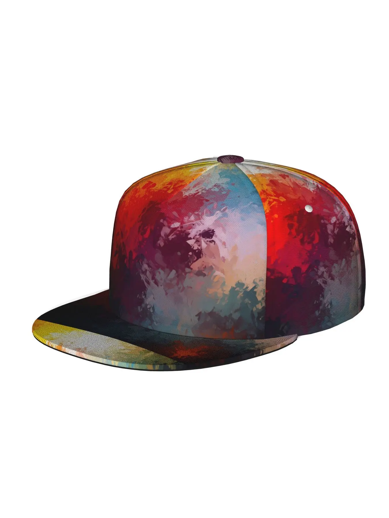 Colorful abstract painting, Men Women Unisex Flat Brim Baseball Cap, Hip Hop Streetwear Snapback Trucker Hat for Skateboarding Dance Outdoor Sports, Adjustable Punk Style Sun Hat Snapback