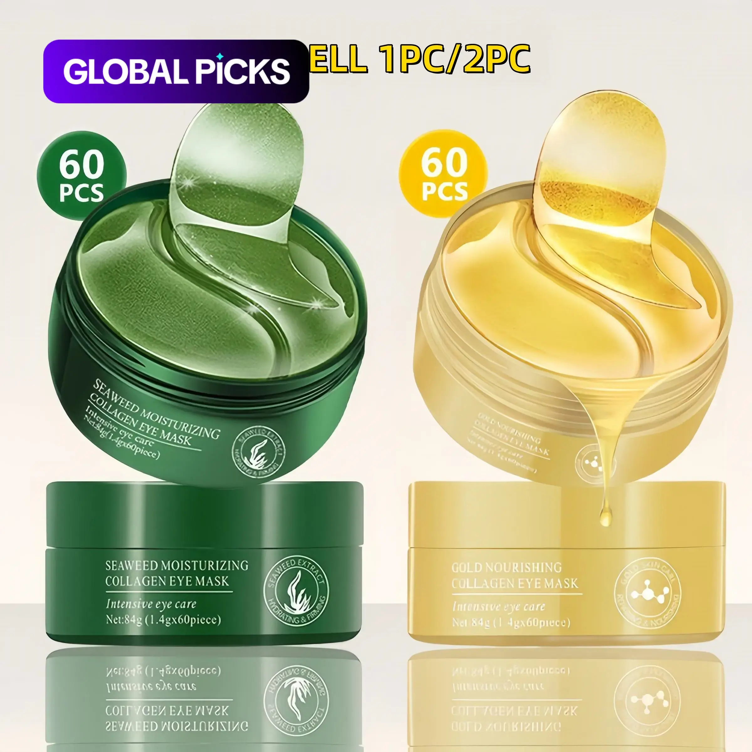 Collagen and Gold Eye Treatment Masks, Intensive Eye Care, Moisturizing and Firming Eye Patches, Eye Care Product for Dark Circles, Eye Bags and Puffiness, Collagen Hydrating Eye Patches #GLOBAL PICKS