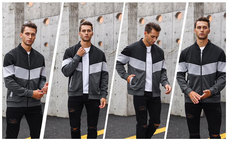 Zaitun Men's Lightweight Bomber Jacket Classic Varsity Coat with Full Zipper & Ribbed Hem for Spring & Fall Casual Wear Zaitun Men's Lightweight Bomber Jacket Classic Varsity Coat with Full Zipper & Ribbed Hem for Spring & Fall Casual Wear