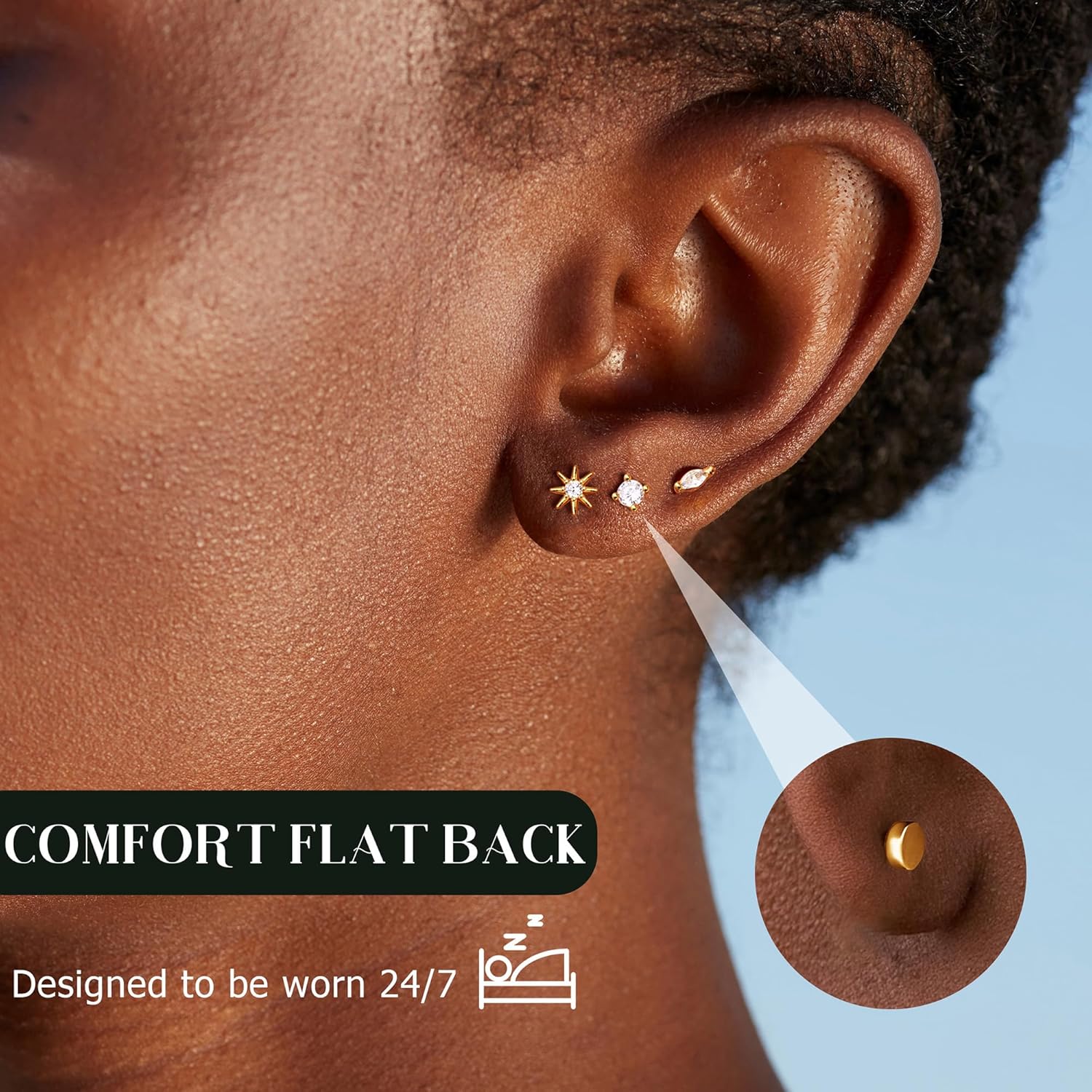 THE WELL KEPT 14K Gold Plated Solid 925 Sterling Silver Post Flat Back Earrings Stud| Cartilage Helix Conch Tragus Piercing Jewelry 3 Pairs Tiny Screw Dainty CZ Opal Earring Set Men Women THE WELL KEPT 14K Gold Plated Solid 925 Sterling Silver Post Flat Back Earrings Stud| Cartilage Helix Conch Tragus Piercing Jewelry 3 Pairs Tiny Screw Dainty CZ Opal Earring Set Men Women