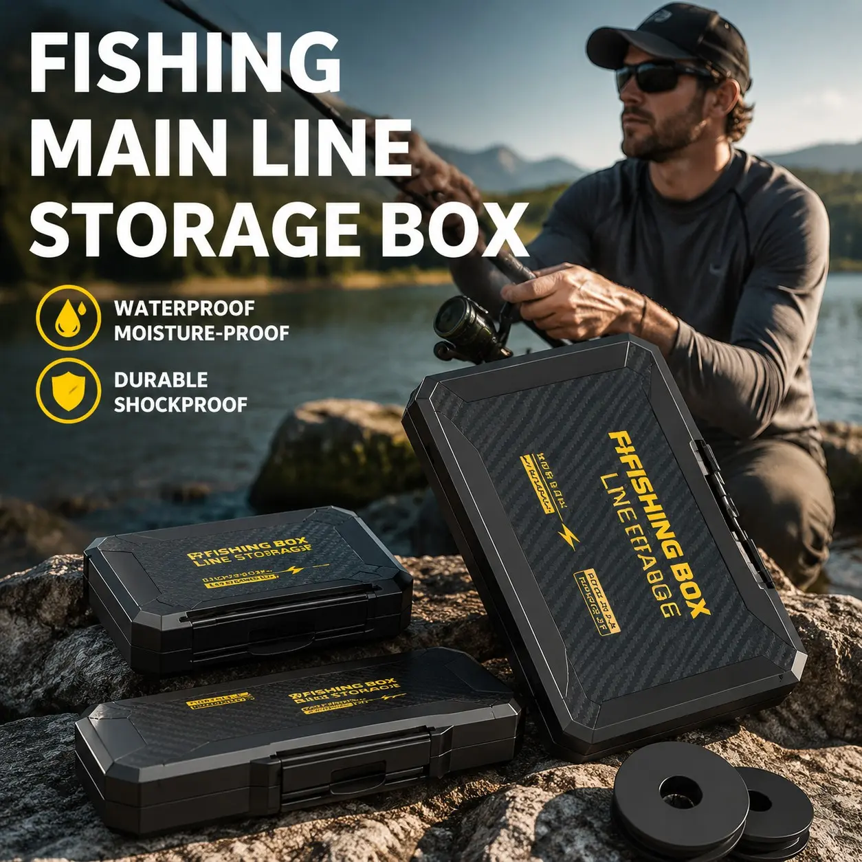 Portable Fishing Line Spool Storage Box Waterproof Dustproof Anti-Corrosion Wear Resistant ABS Fishing Tackle Case Compact Lightweight Fishing Line Organizer for Outdoor Fishing Trip Outdoor Fishing Accessory