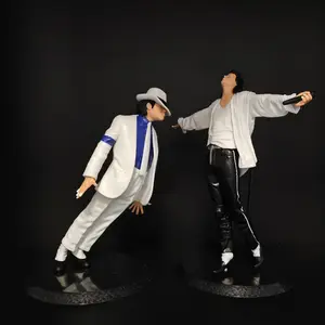 Michael Jackson Action Figure, Classic Moonwalk Pose, White Outfit Singing Model Toy, Home Table Decor Souvenir Gift for Pop Music Lovers