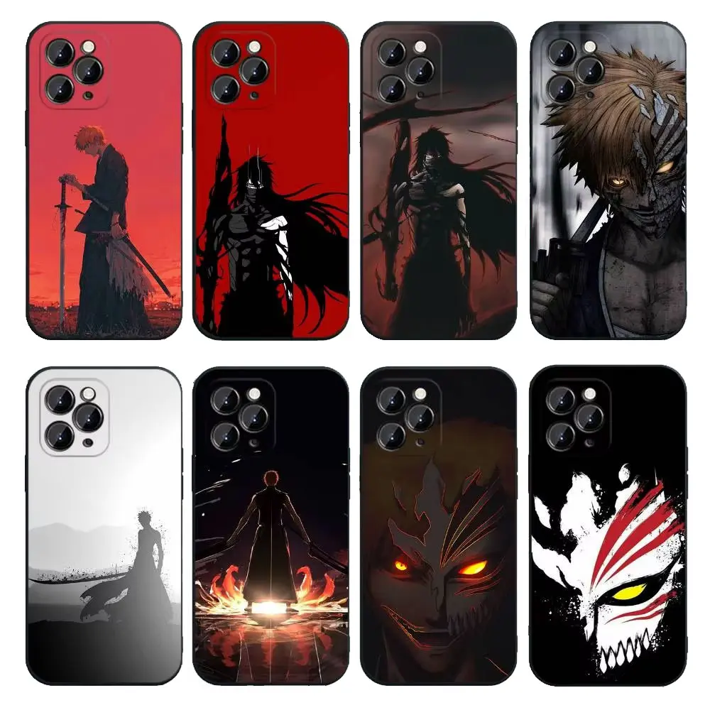8 Styles Bleach Hard Protective Phone Case Featuring Ichigo battle scenes, hollow mask artwork, dark silhouette illustrations, iconic shonen fight panels For Bleach Shonen Anime Fans