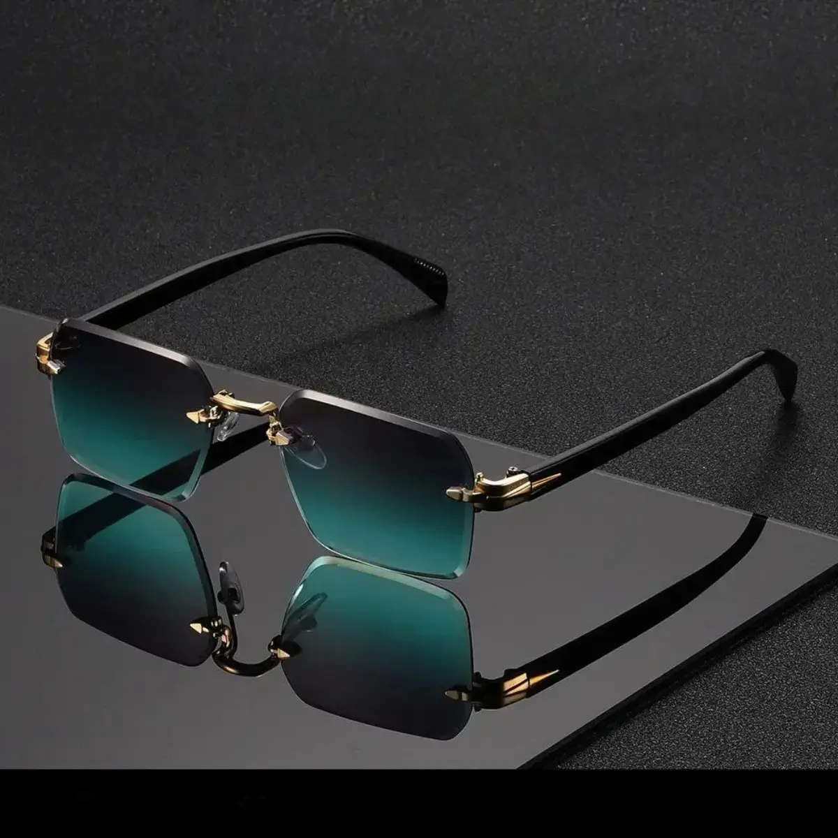 Unisex Retro Lightweight Rimless Trendy Rectangle Sunglasses - UV400 Protection, Rectangle Frame, for Outdoor Users, Cycling, Driving, Streetwear Sunglasses