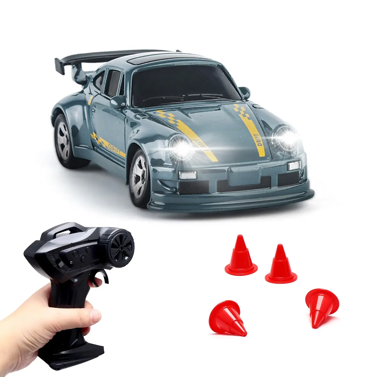 1:64 Mini Remote Control Drift Car, 4wd Desktop Racing Toy, Cool Lights, Suitable for Ages 8+, Requires 2x1.5v Aa Batteries