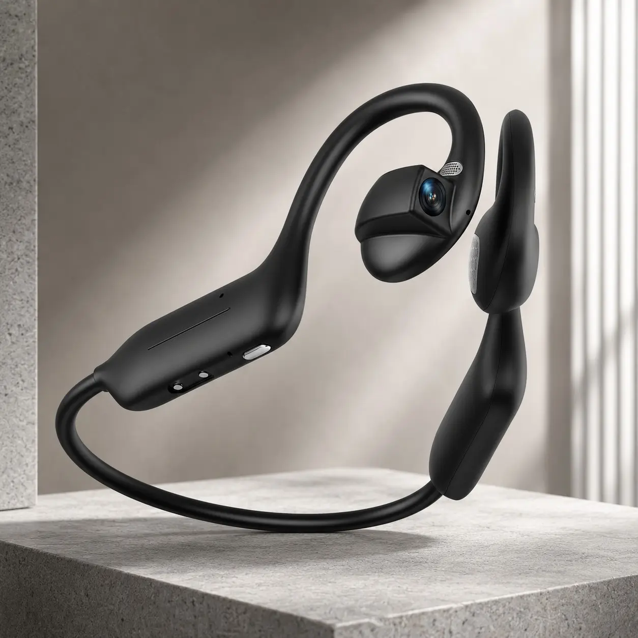 Bone Conduction Bluetooth-compatible Earphones, Eis Stabilized Camera, Multilingual Translation, Touch Control, Wearable for Outdoor Activities