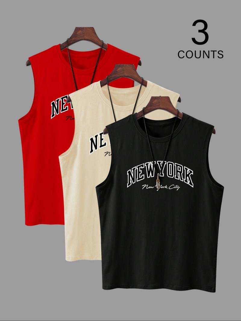 Men's Letter Print Tank Top, Quick Drying Breathable Sleeveless Vest, Casual Lightweight Sporty Top for Gym Workout Running, Men's Clothes for Summer, Athletic Workout Clothing, Dry Fit Sleeveless, Fitness Workout Vest