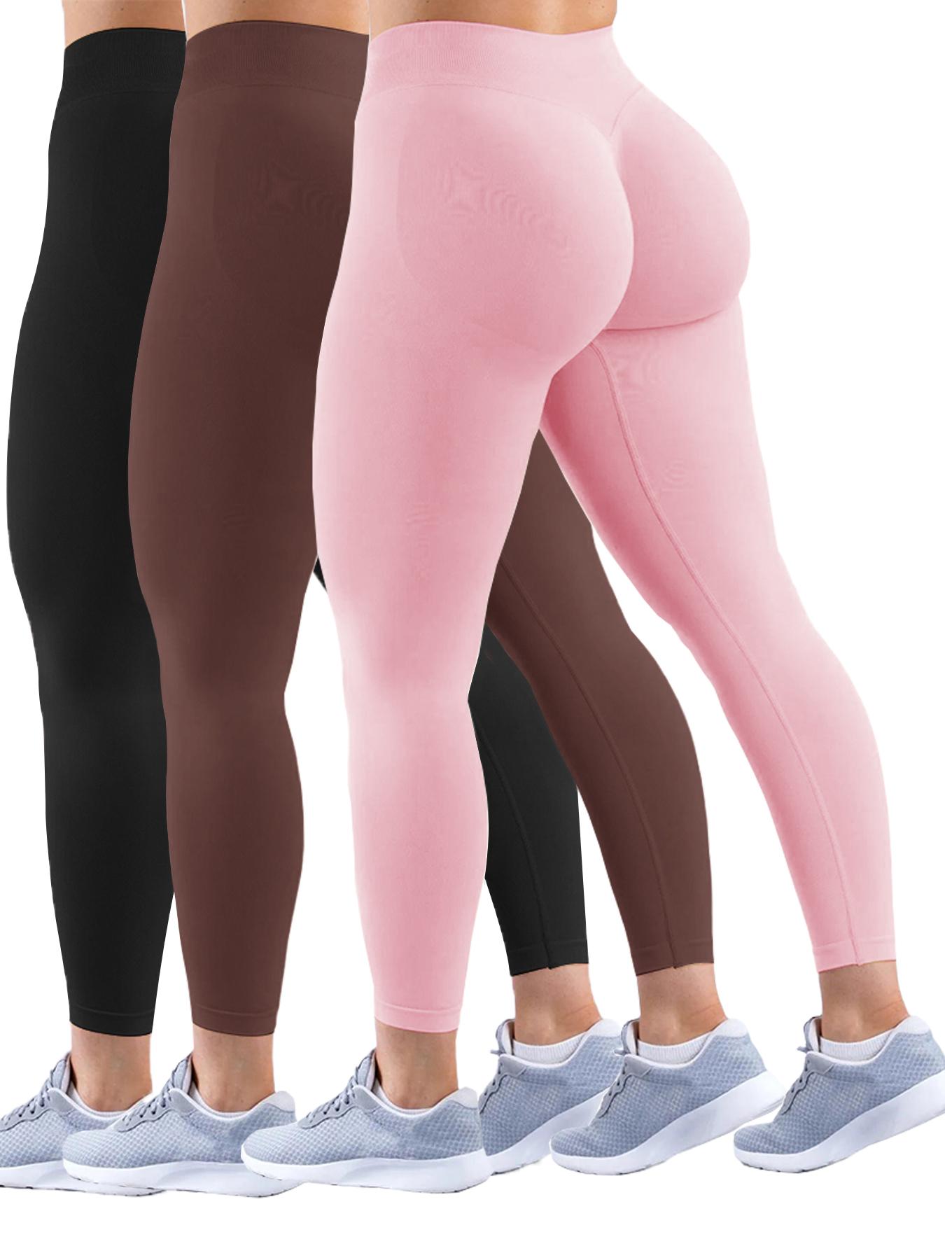 Women's Tummy-Control High Waisted Athletic Leggings with Concealed Butt-Lift Seam, High-Stretch Seamless Base-Layer Tights for Fitness, Yoga and Outdoor Running, Tight-Fitting Breathable Scrunch Workout Leggings, Elastic Waist Leggings