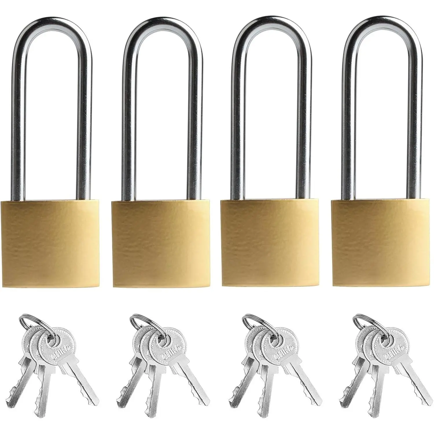 Waterproof Solid Brass Heavy-Duty Long Keyed Padlock with Keys, Same Key for Storage Unit, School Gym Locker, FenceGift