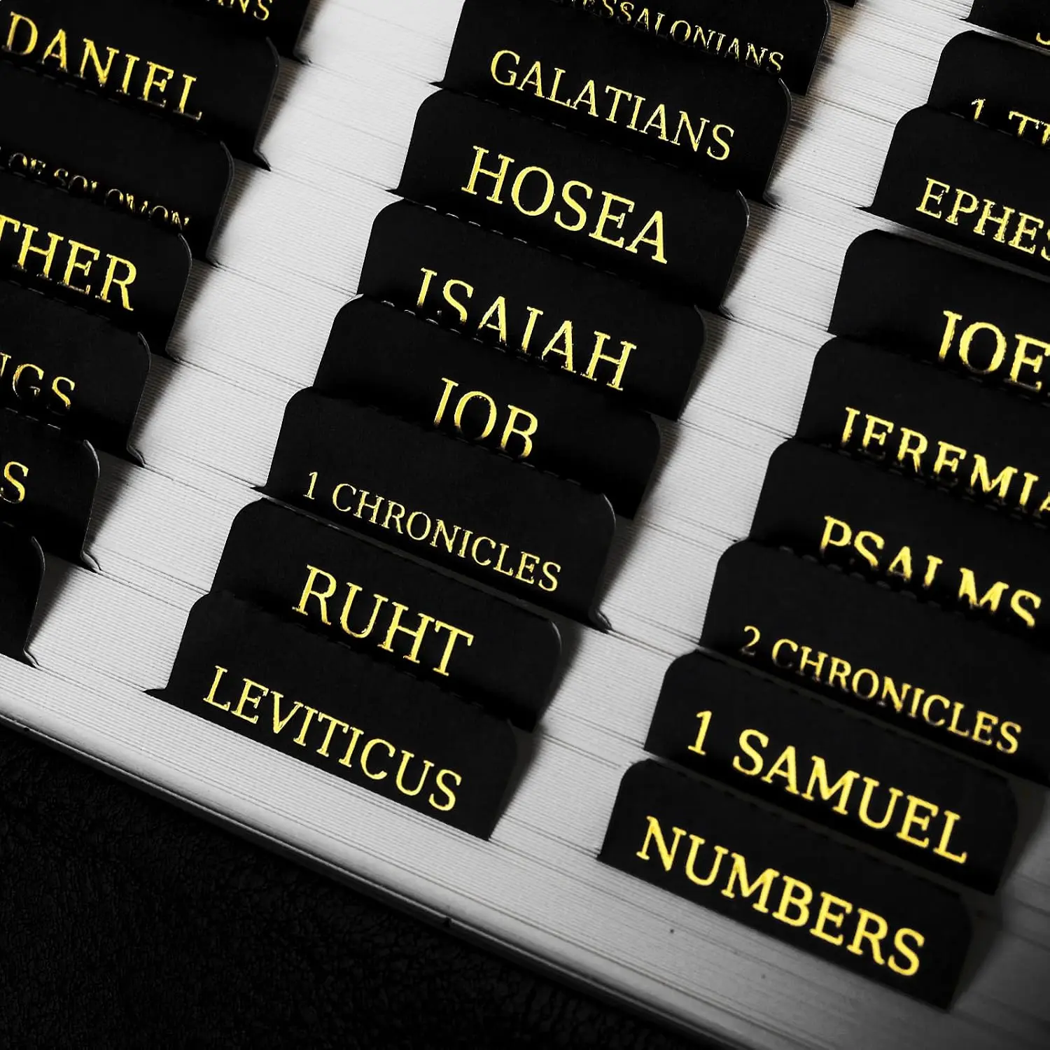 Bible Tabs with Unique Stickers, Rainbow & Black Gold Foil Bible Tabs, Laminated Large Print Bible Index Tabs, Repositionable Bible Book Tabs Labels, Christian Gifts, Bible Study Supplies floral design