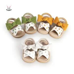 Kids Girls Summer Sandals Cute Apple Embroidery Flat Shoes Non-Slip Sole Infant First Walker Shoes