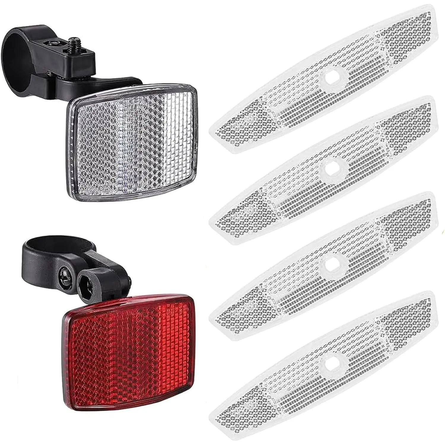 6 Pcs Bicycle Reflectors Front and Rear Kit Bike Wheel Spoke Reflectors Accessories, Mountain Bike Safety Warning Reflectors for Night Cycling, Handlebar, SeatpostGift