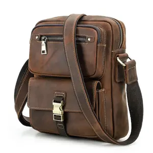 CONTACT'S Genuine Leather Sling Shoulder Bags for Men High Quality Crossbody Messenger Bags Male Everyday Bags for 11" iPad Pro