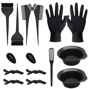15 count Hair Dye Coloring Kit, Hair Coloring Dyeing Bleaching DIY Salon Tool, Hair Tinting Bowl/Dye Brush/Mixing Spoon/Ear Cover/Gloves/Tint Comb