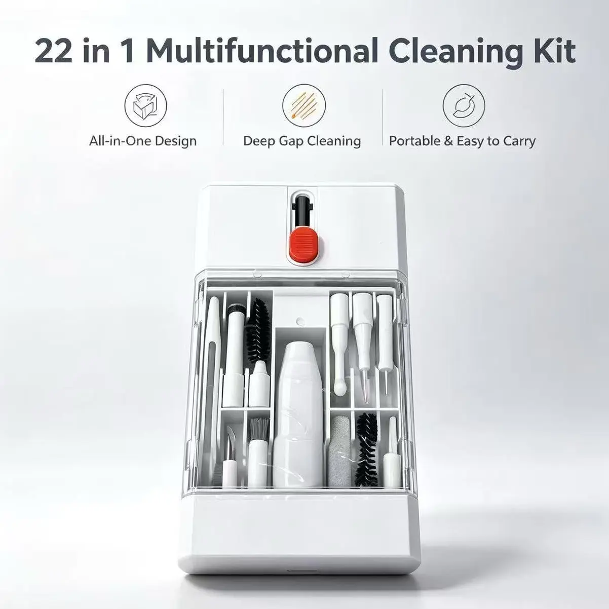 Portable 22 in 1 Multifunctional Cleaning Kit, All-In-One Electronic Cleaner Brush for Keyboard, Earphones, Laptop, Camera