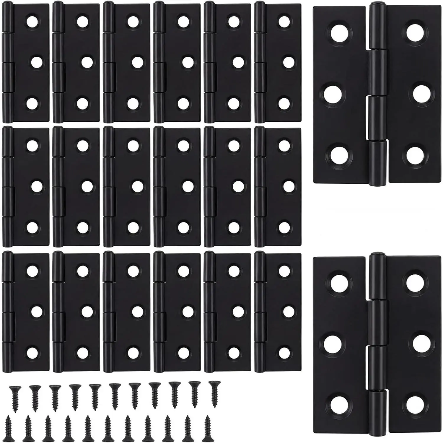 2 Inch Stainless Steel Folding Hinge, Black, 20 Pack