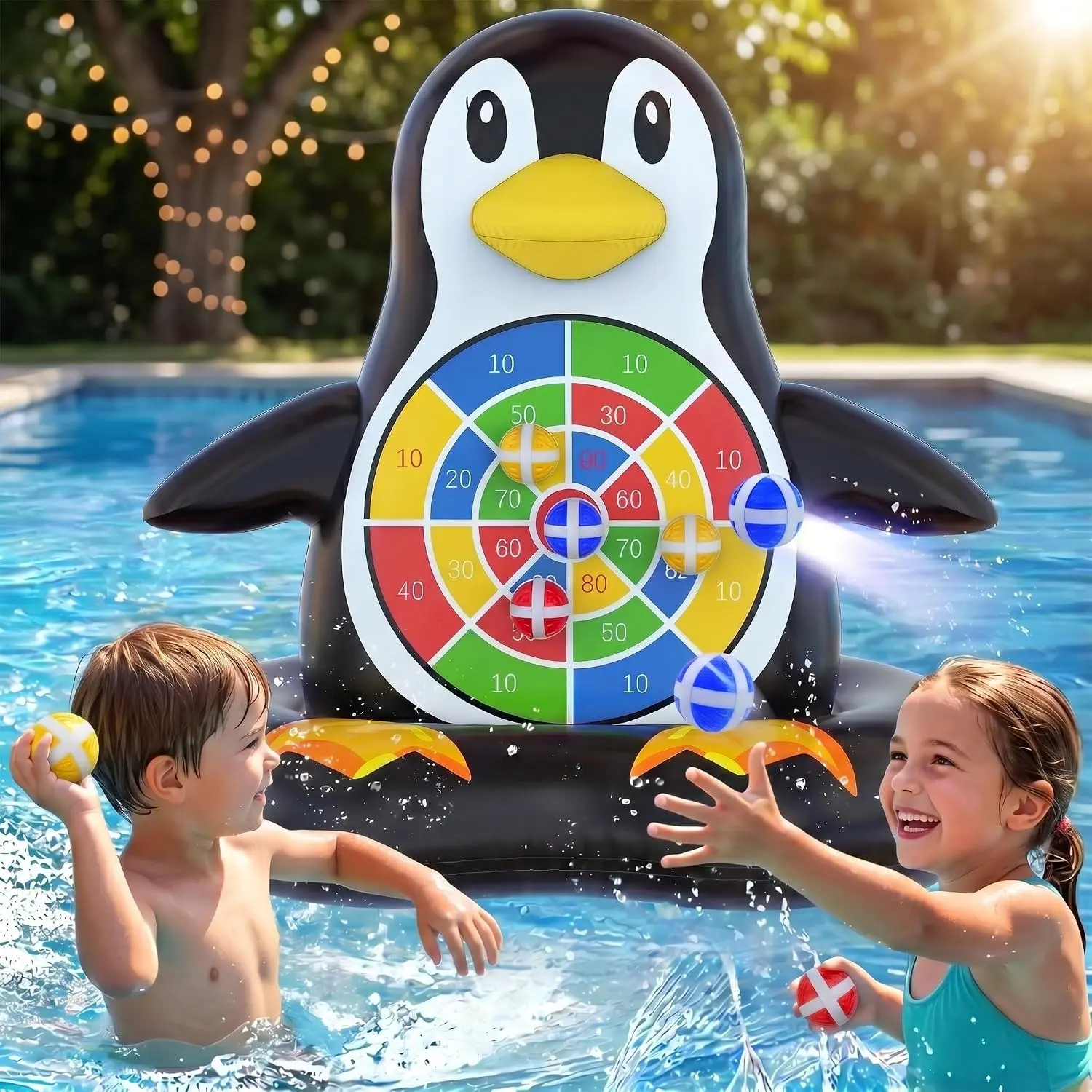 Inflatable Dart Board Pool Toy - Fun Floating Active Water Play for Boys, Pool Parties & Family Gatherings, Outdoor Backyard Beach Game for Kids Teens Adults